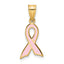 14k Small Enameled Awareness Ribbon Pendant