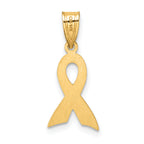 14K Gold Yellow Enameled Awareness Ribbon Charm  Polished Finish