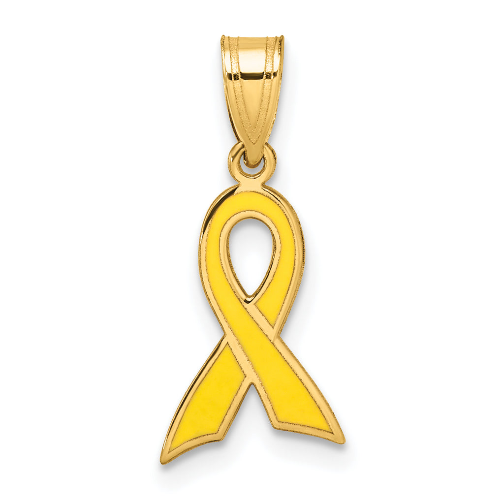 14k Small Yellow Enameled Awareness Ribbon Charm