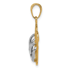 14K Gold and Rhodium Flip-Flop Pendant with White Accents  Solid, Themed Design