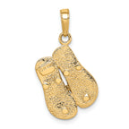 14K Gold and Rhodium Flip-Flop Pendant with White Accents  Solid, Themed Design