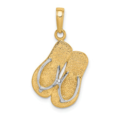 14K and Rhodium Large Double Flip-Flop Pendant