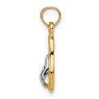 14K Gold 3D Flip-Flop Pendant with Rhodium Accents, 20mm Elegant Charm