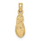 14K Gold 3D Flip-Flop Pendant with Rhodium Accents, 20mm Elegant Charm
