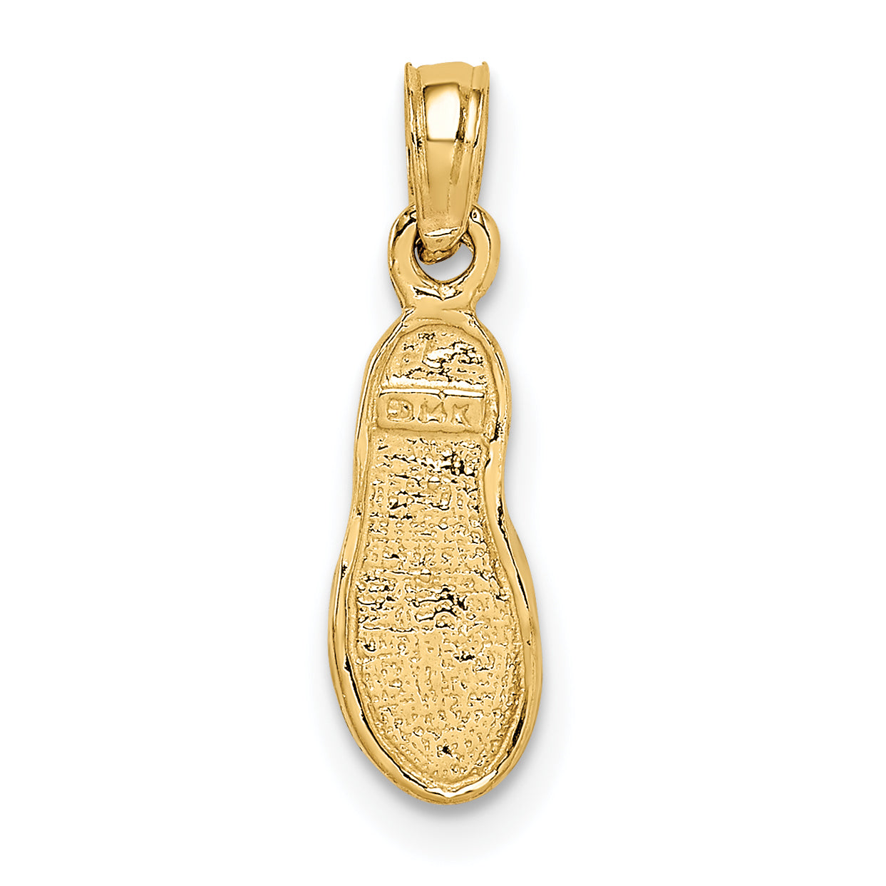 14K Gold 3D Flip-Flop Pendant with Rhodium Accents, 20mm Elegant Charm
