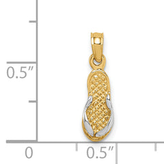 14k  3D w/Rhodium Single Flip-Flop Pendant