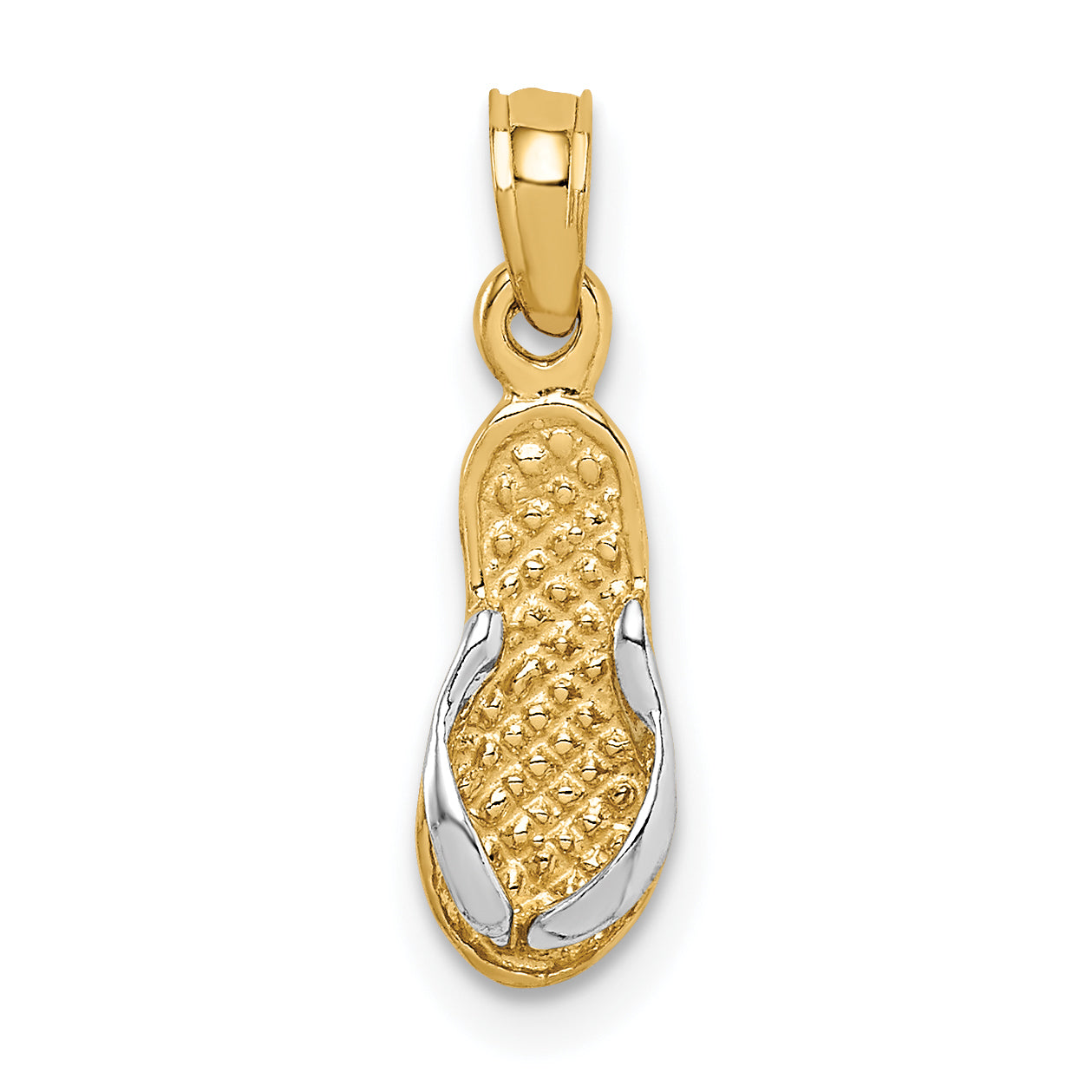 14k  3D w/Rhodium Single Flip-Flop Pendant