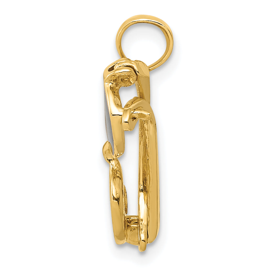 14K Gold 3D Black Enameled Moveable Sunglasses Pendant by Sophia Jewelers