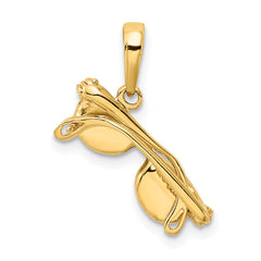 14K Gold 3D Black Enameled Moveable Sunglasses Pendant by Sophia Jewelers