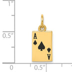 14K Gold Ace of Spades Enameled Charm for Men  Polished