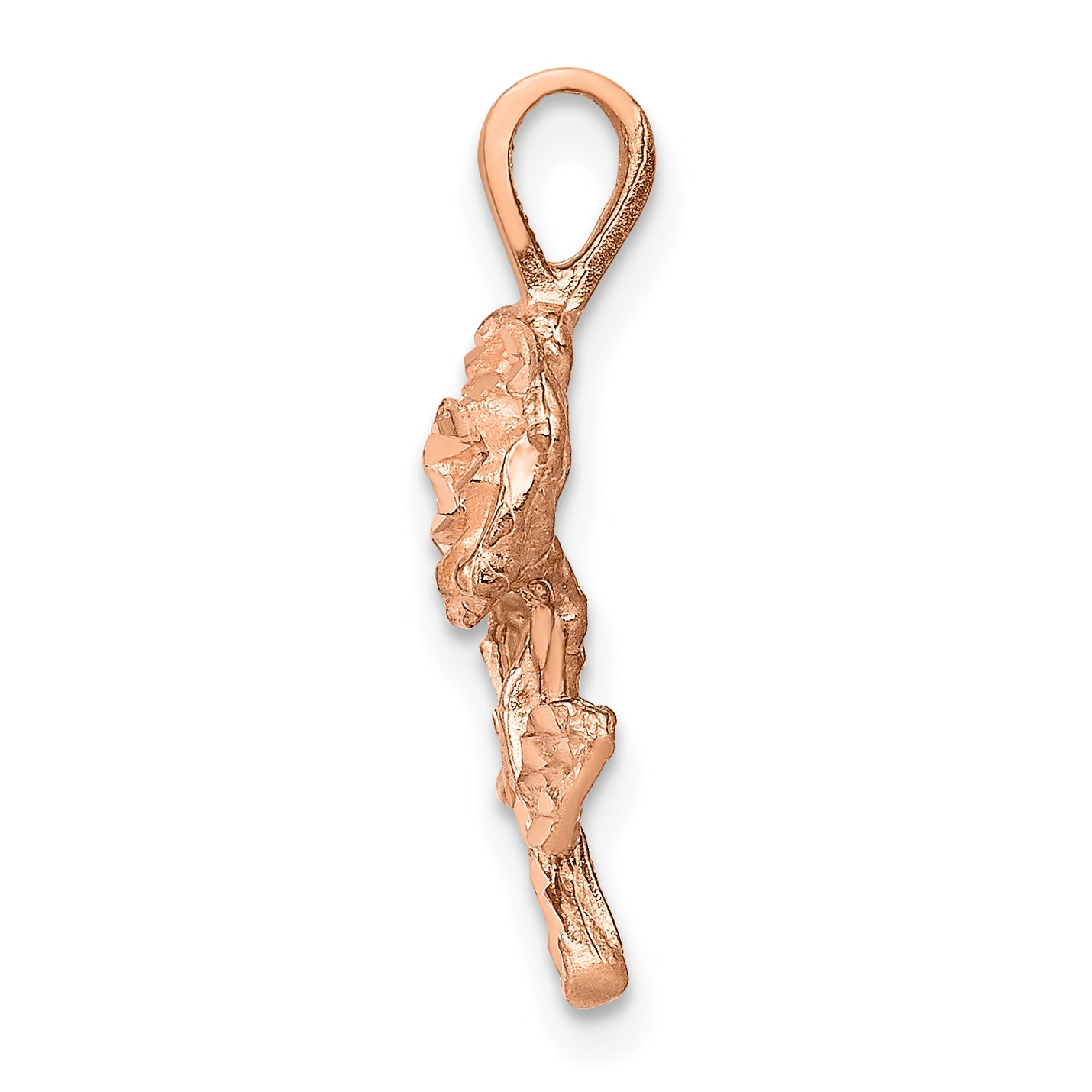 14K Rose Gold Rose Charm with Polished Diamond-Cut Finish Secondary image