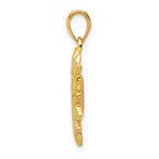 14K Gold Enameled Sunflower Pendant with Textured Back Elegant Charm