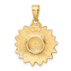 14K Gold Enameled Sunflower Pendant with Textured Back Elegant Charm