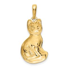 14K Yellow Gold Cat Pendant Elegant Themed Design by Sophia Jewelers