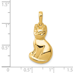 14K Yellow Gold Cat Pendant Elegant Themed Design by Sophia Jewelers