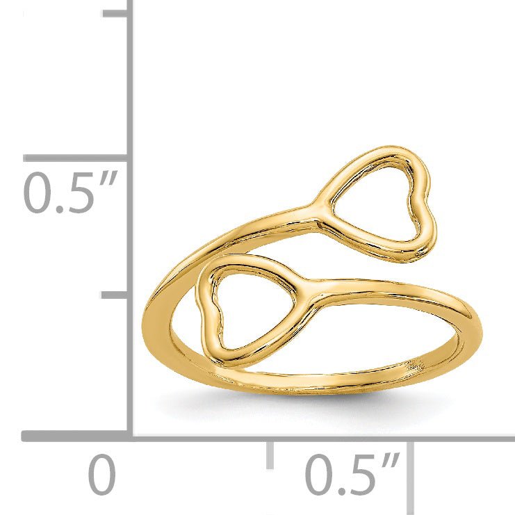 14k Double Heart Toe Ring