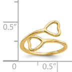 14k Double Heart Toe Ring