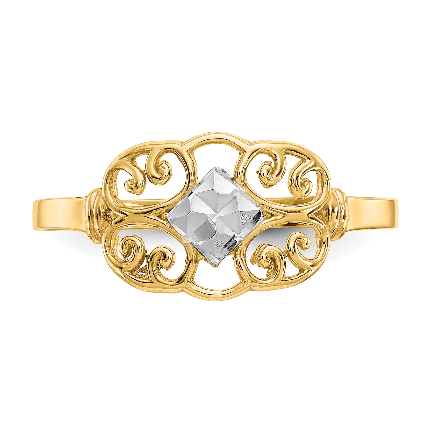 14K WithRhodium Filigree Ring