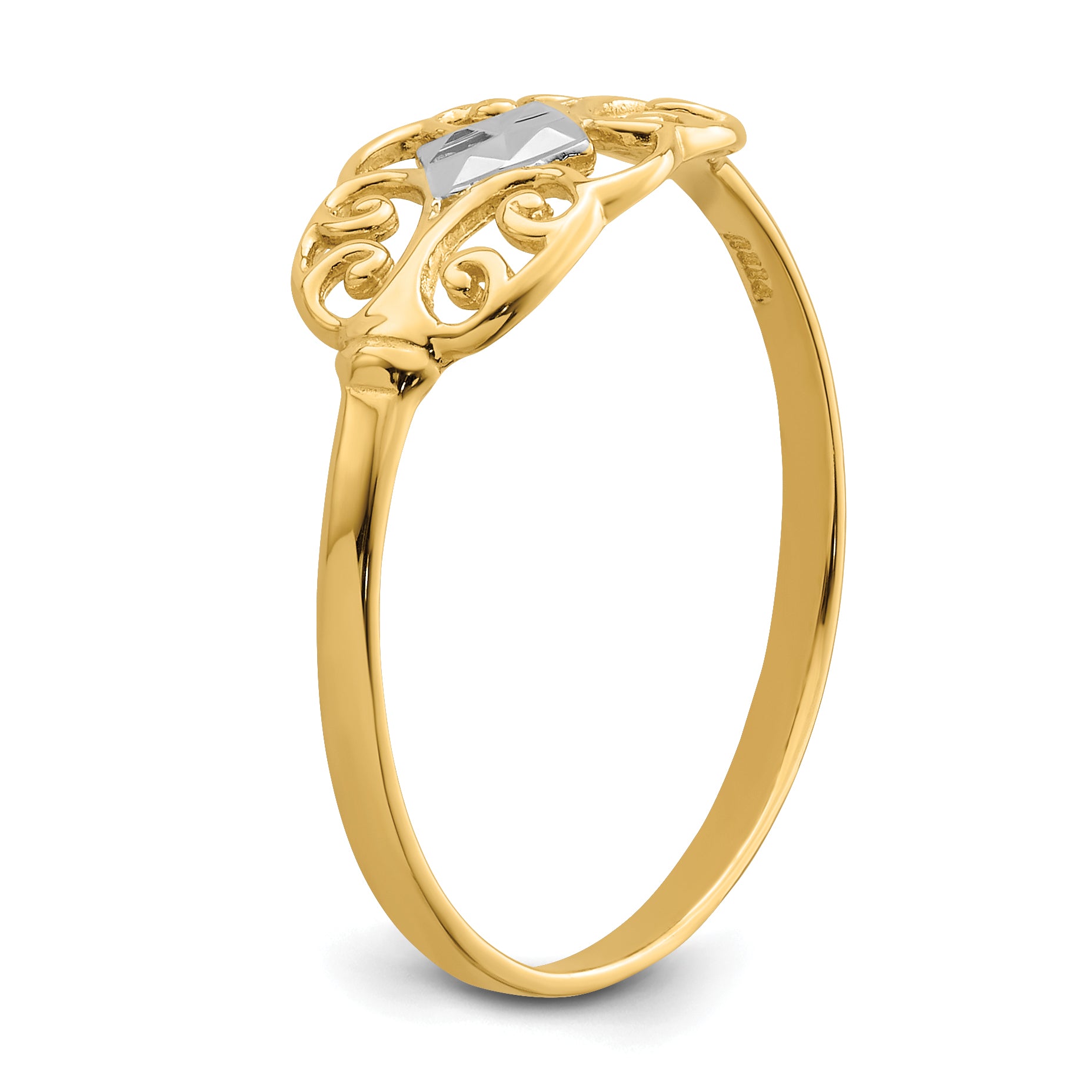 14K WithRhodium Filigree Ring