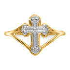 14k WithRhodium Cross Ring