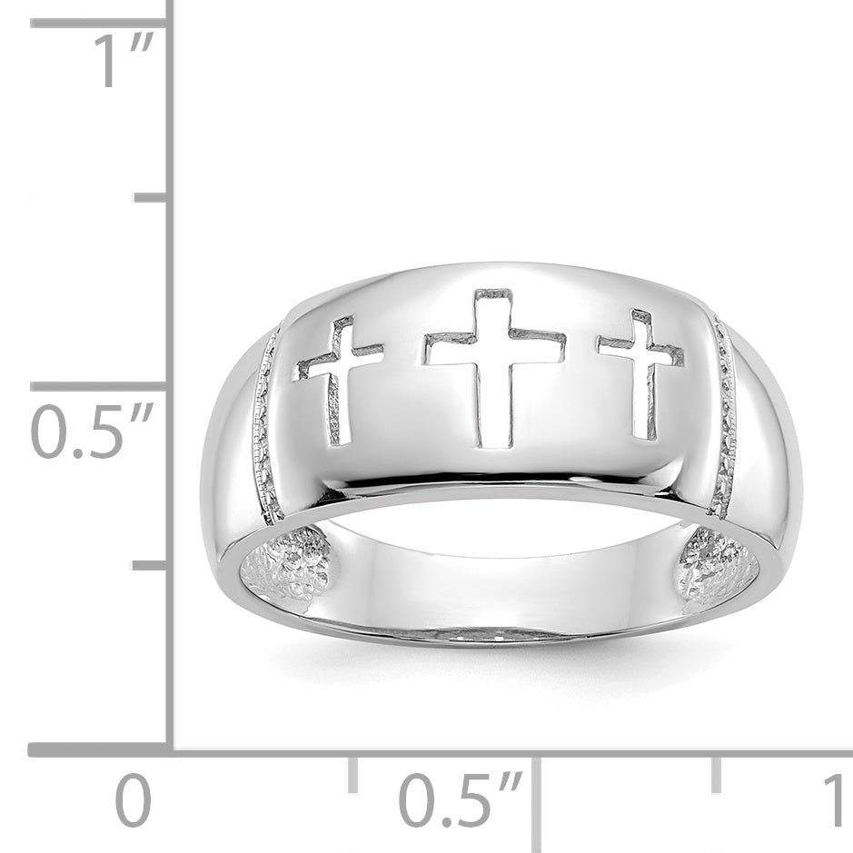 14k White Gold Polished 3 Cross Cut-out Ring Secondary image