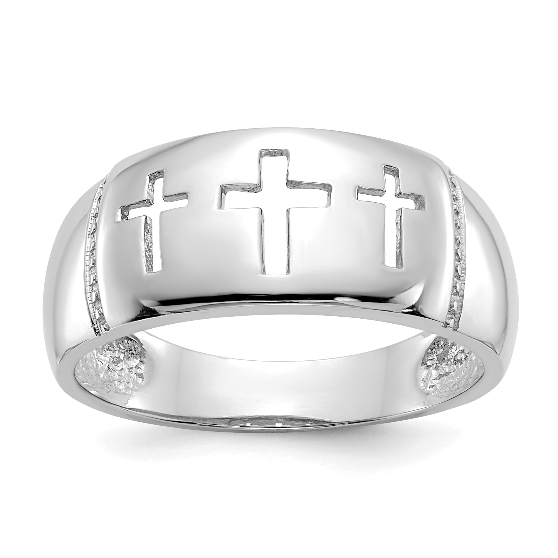 14k White Gold Polished 3 Cross Cut-out Ring Main image