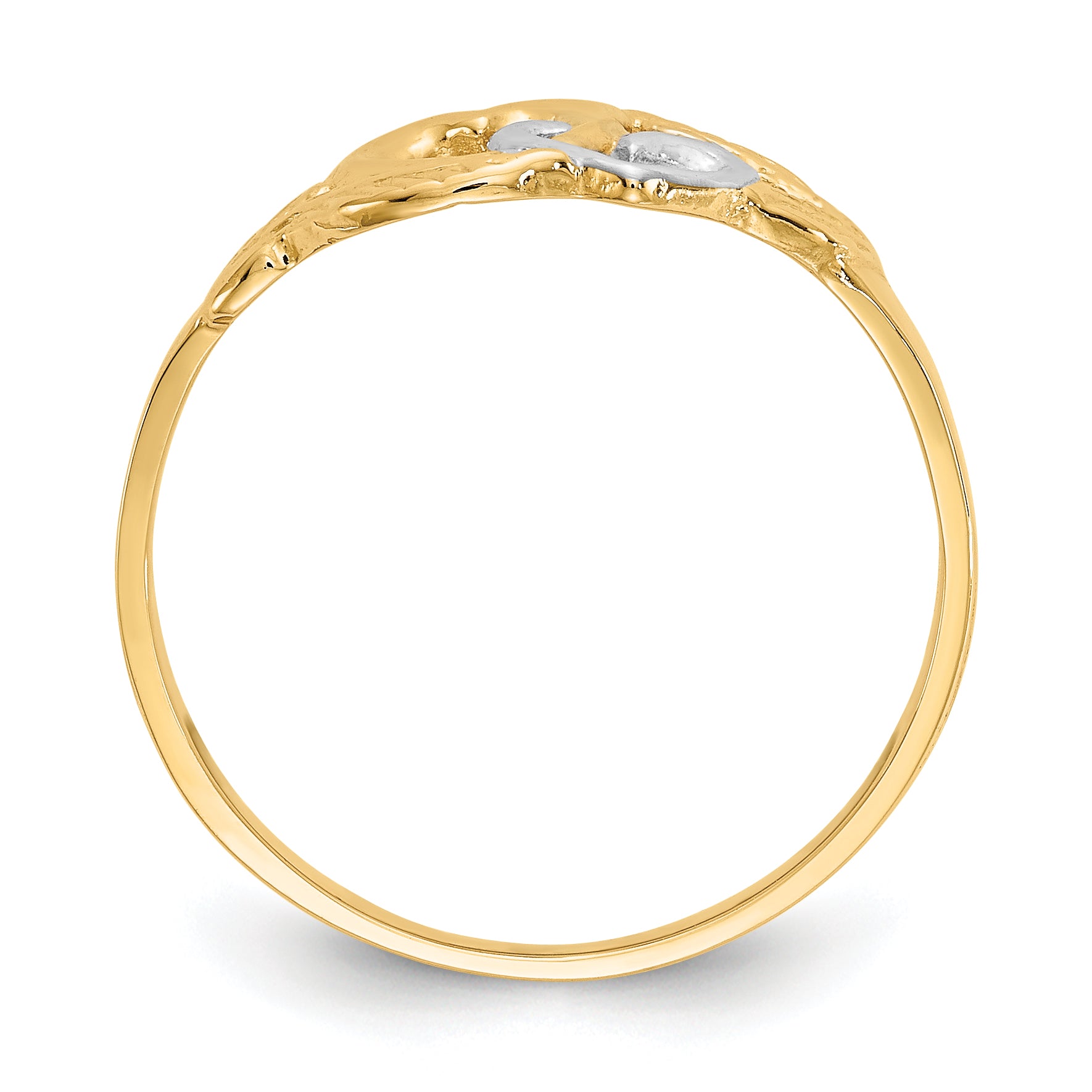 Two Hearts & Leaves Ring in 14K Two-Tone Gold