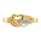 Two Hearts & Leaves Ring in 14K Two-Tone Gold
