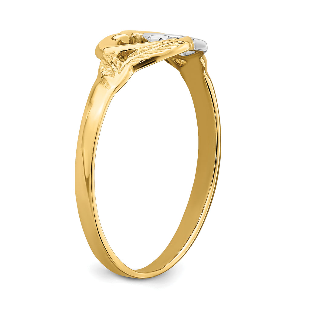 Two Hearts & Leaves Ring in 14K Two-Tone Gold
