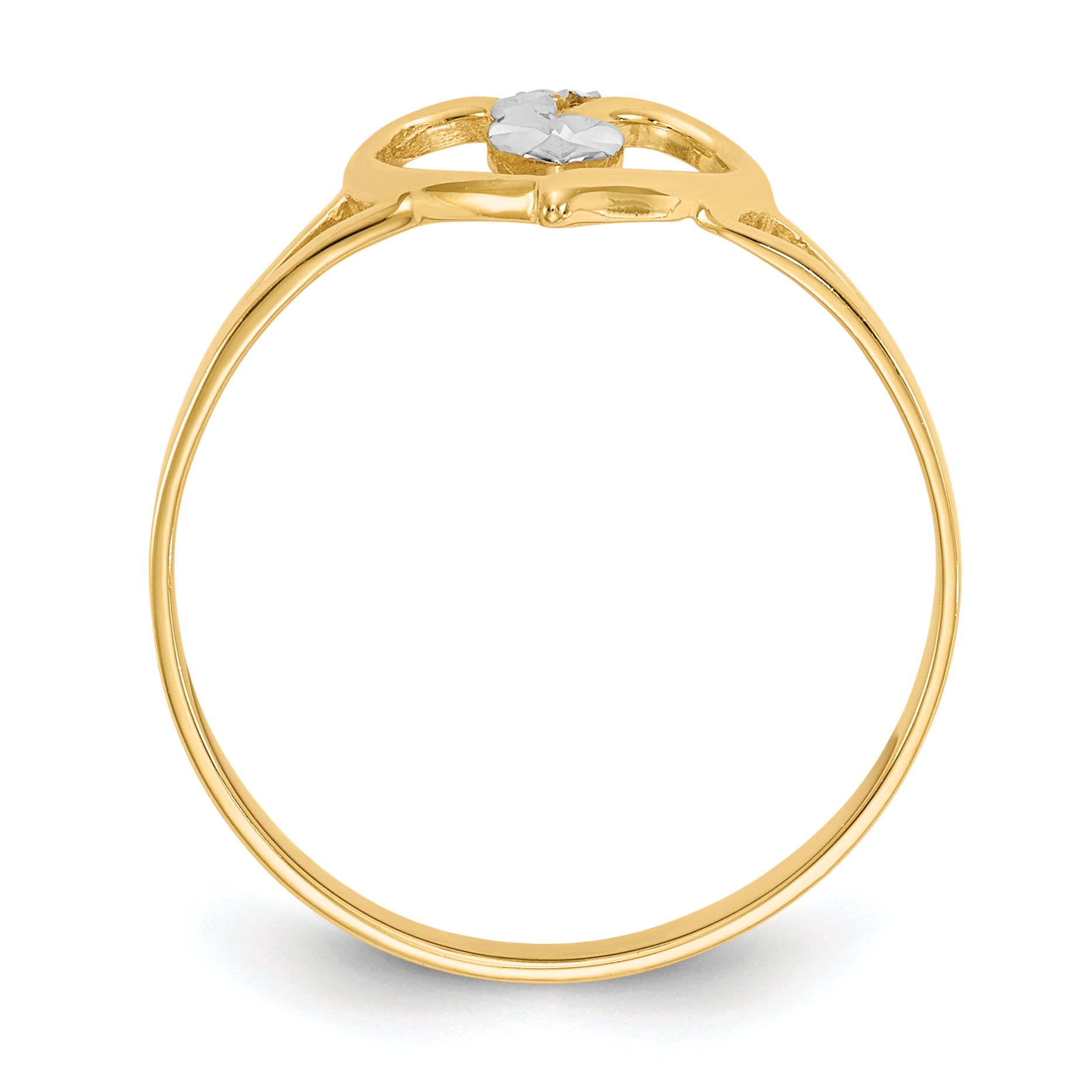 14K and White Rhodium Polished Heart Ring Secondary image