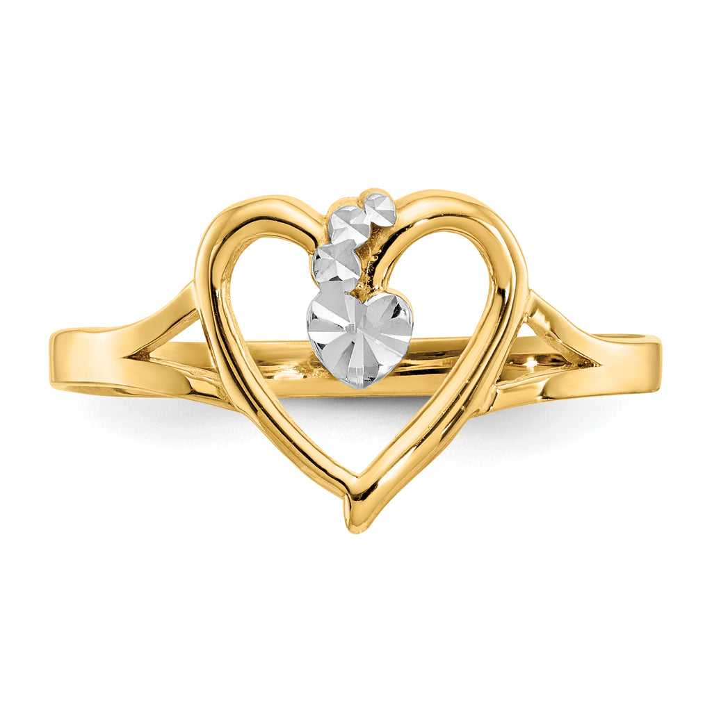 14K and White Rhodium Polished Heart Ring