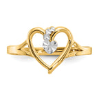 14K and White Rhodium Polished Heart Ring