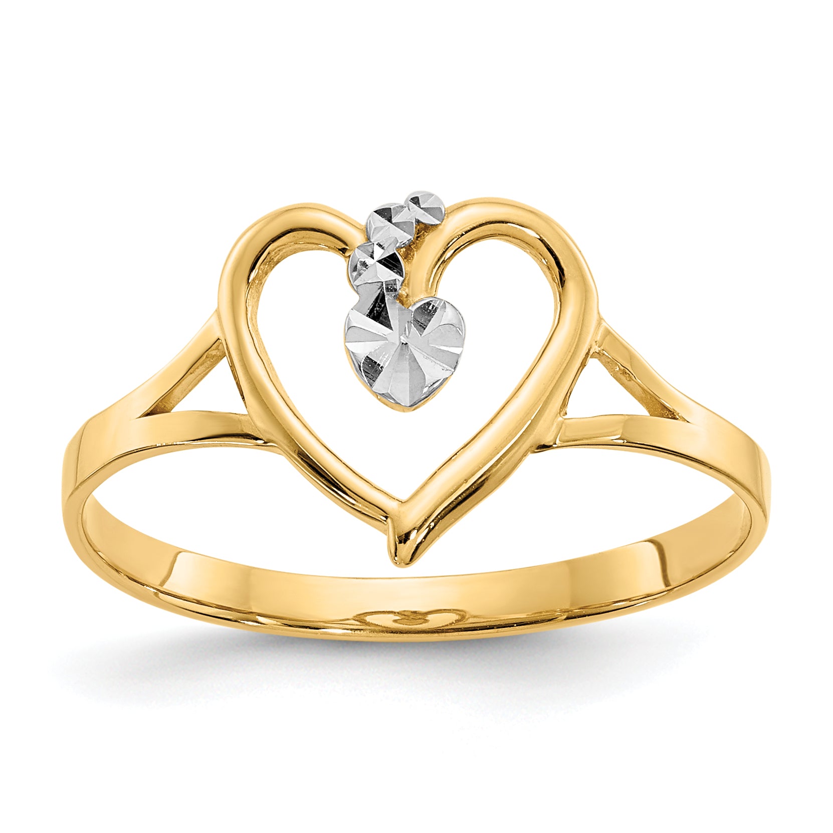 14K and White Rhodium Polished Heart Ring Main image