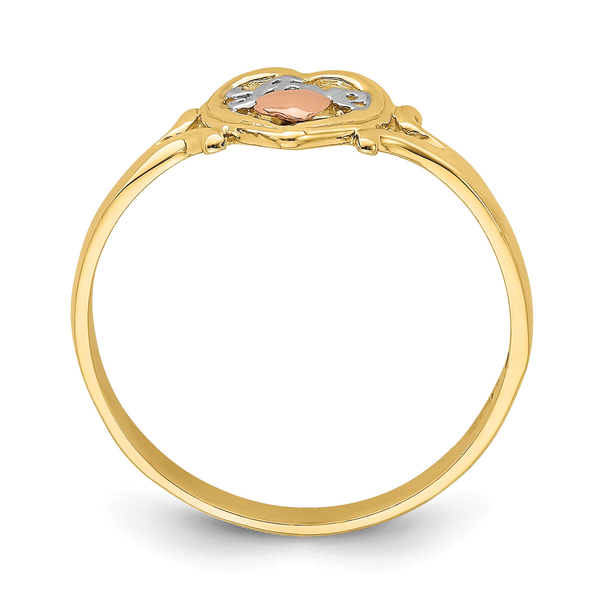 14k Yellow and Rose Gold WithRhodium Love Heart Ring Secondary image