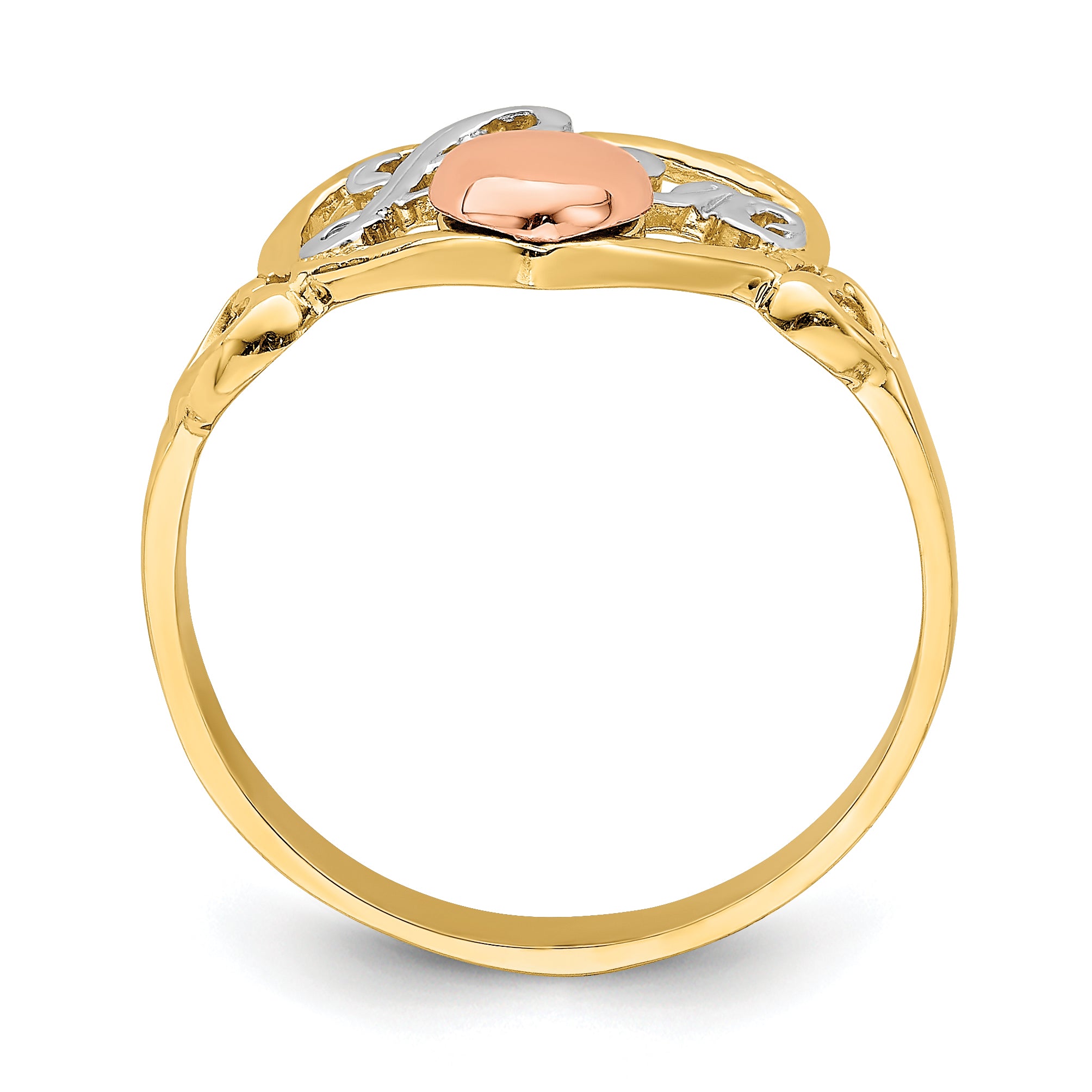14k Yellow and Rose Gold WithRhodium Love Heart Ring Secondary image