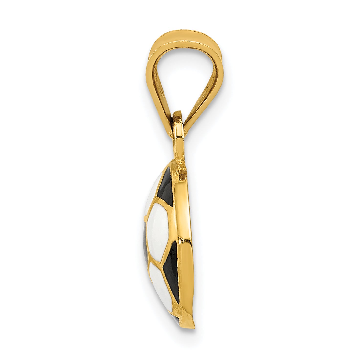 14K Gold Enameled Soccer Ball Pendant with Polished Finish, 19mm