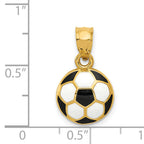 14K Gold Enameled Soccer Ball Pendant with Polished Finish, 19mm