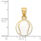14K Gold Enameled Baseball Pendant with Polished Finish Solid and Casted