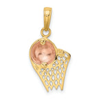 Basketball Hoop & Ball Pendant in 14K Two-Tone Gold