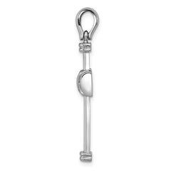 14K White Gold Latin Cross Pendant with Polished Finish and Textured Back