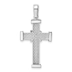 14K White Gold Latin Cross Pendant with Polished Finish and Textured Back