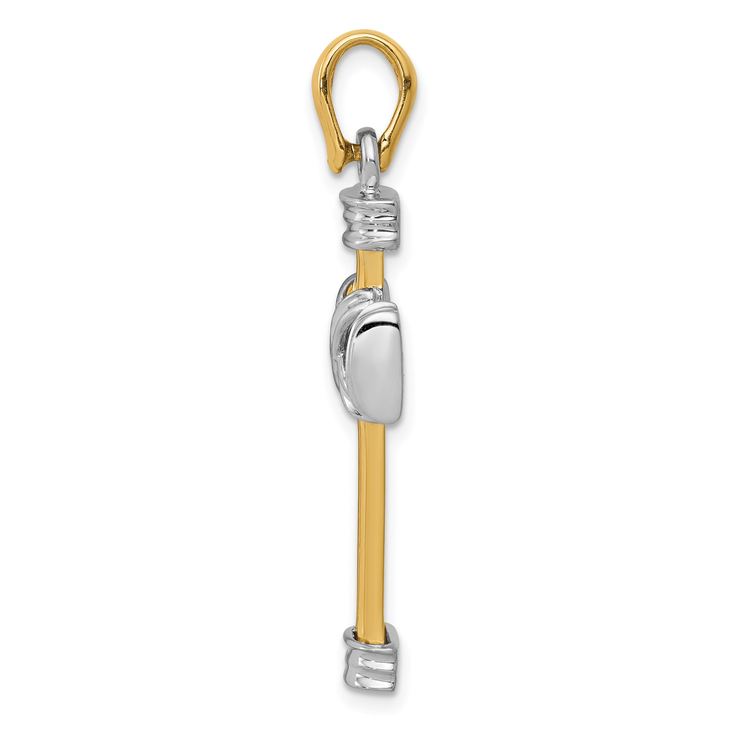 14K Two-Tone Gold Latin Cross Pendant with Polished Beaded Texture Secondary image