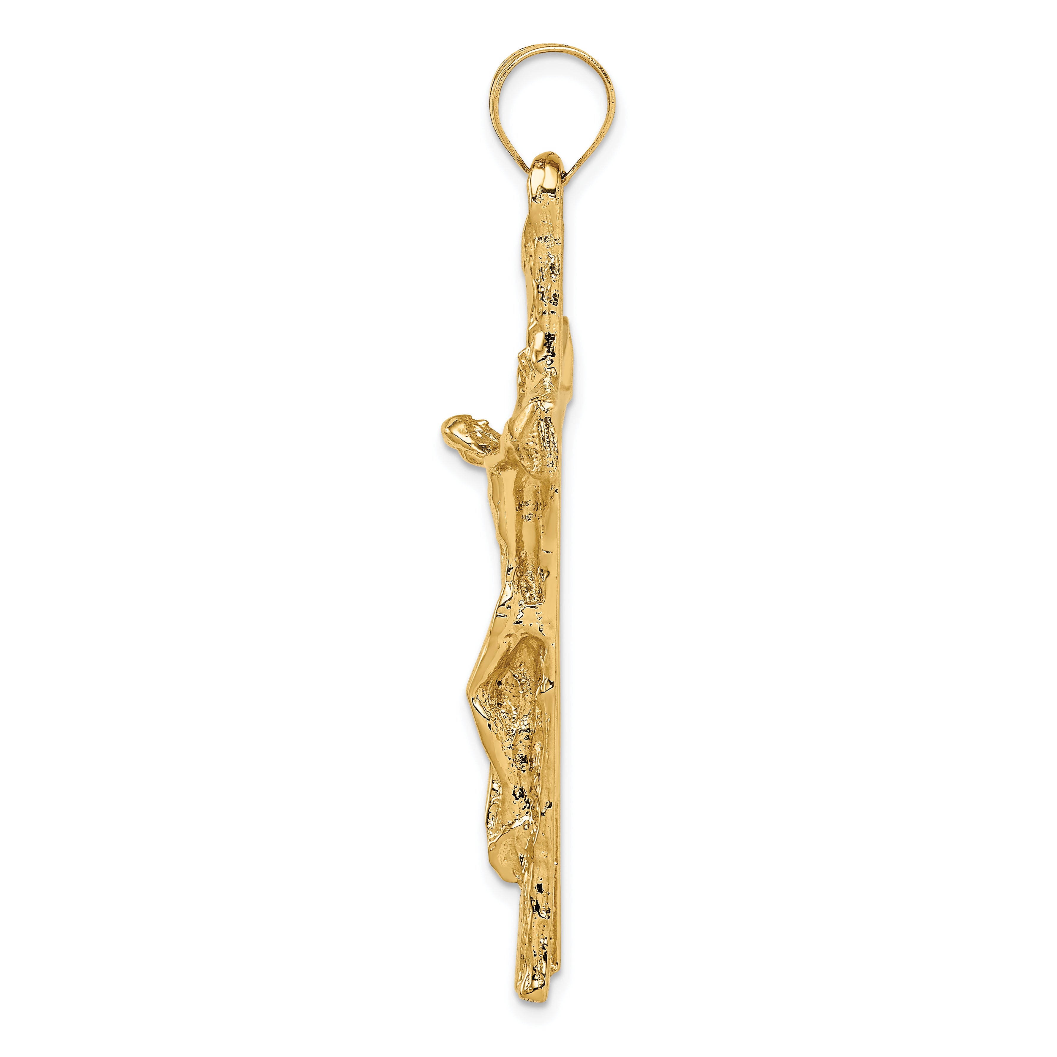 14K Gold Crucifix Pendant  60mm Elegant Themed Design