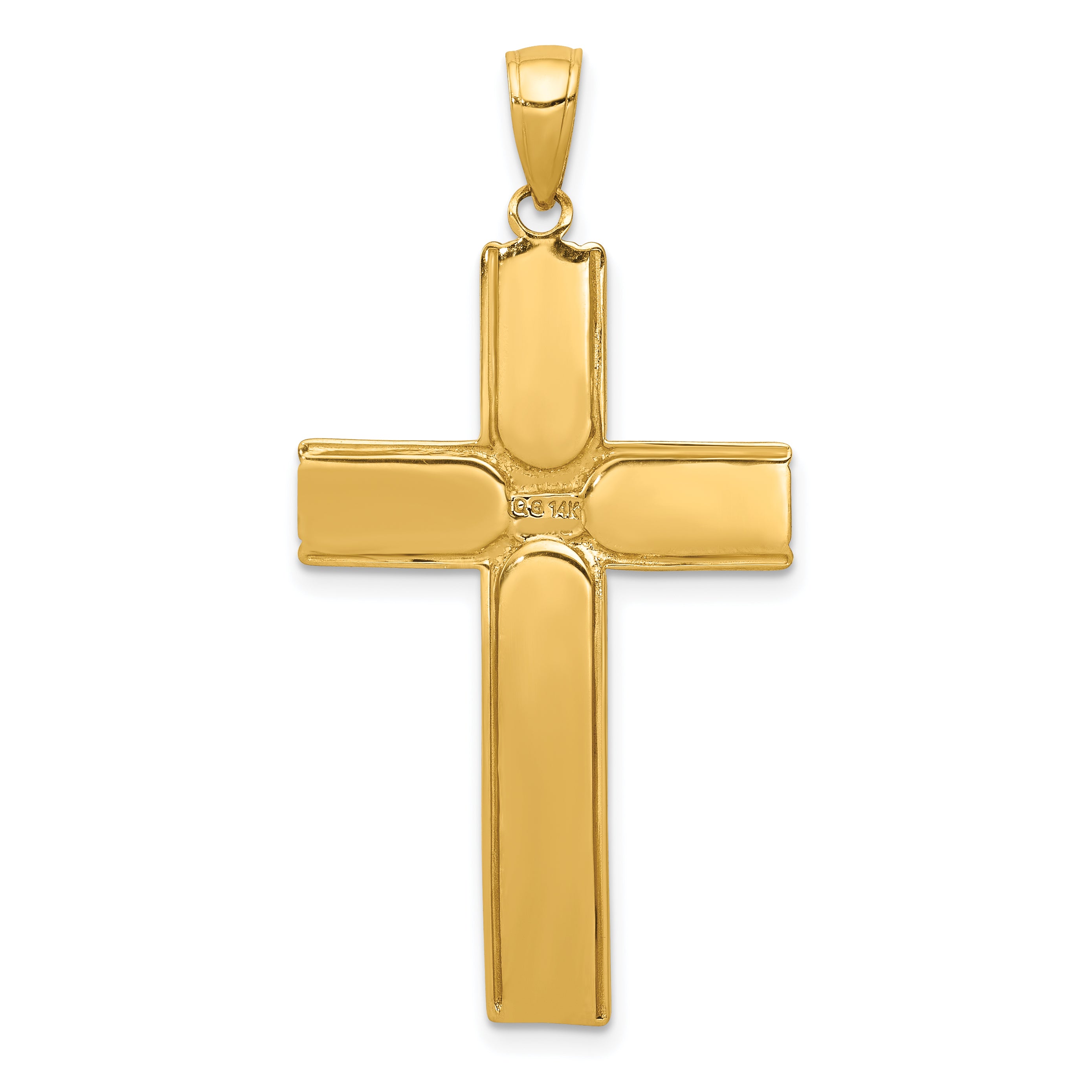 14K Yellow Gold Satin Finish Crucifix Pendant  Elegant Solid Design