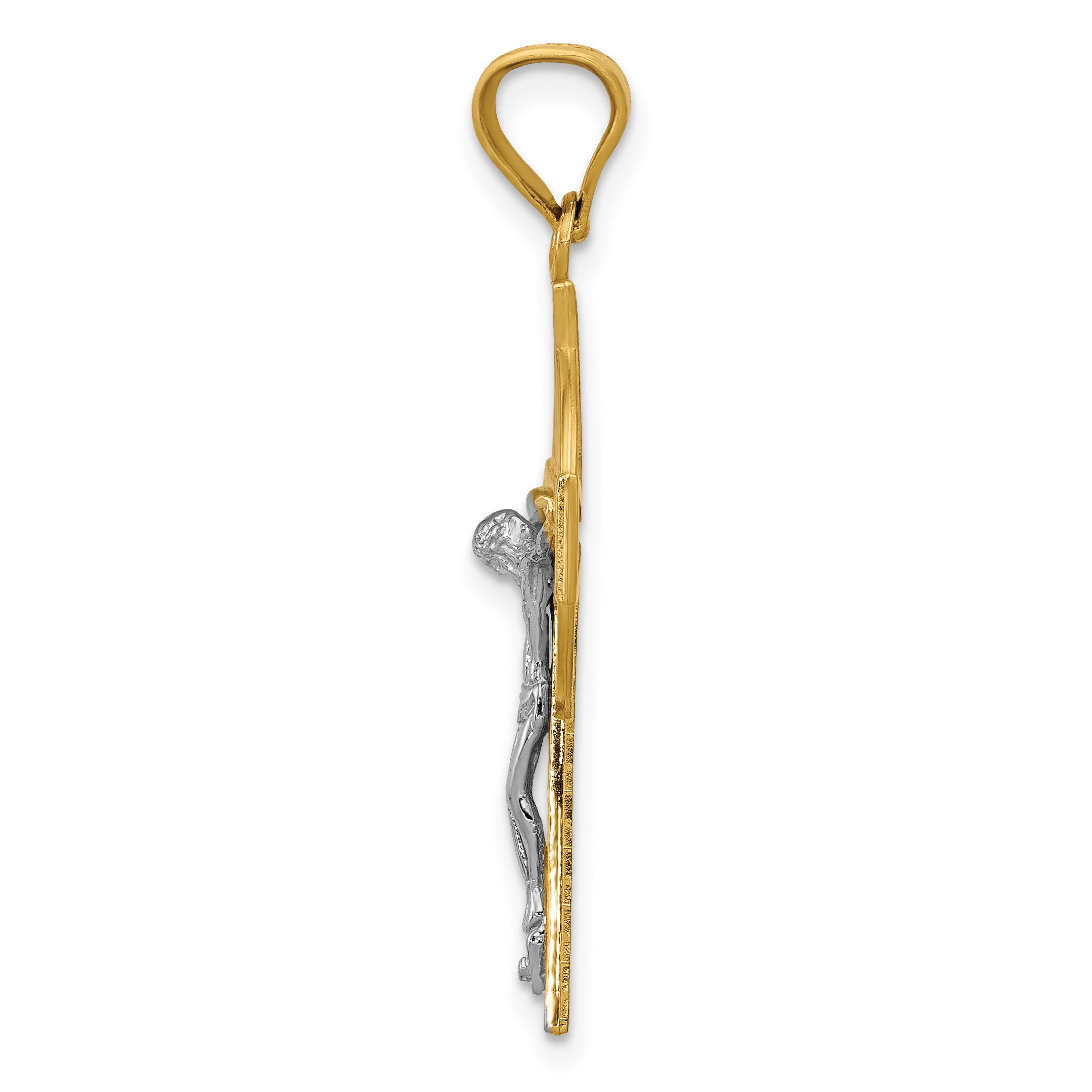 14K Two-Tone Gold Iona Crucifix Pendant with Solid Cast Design Secondary image