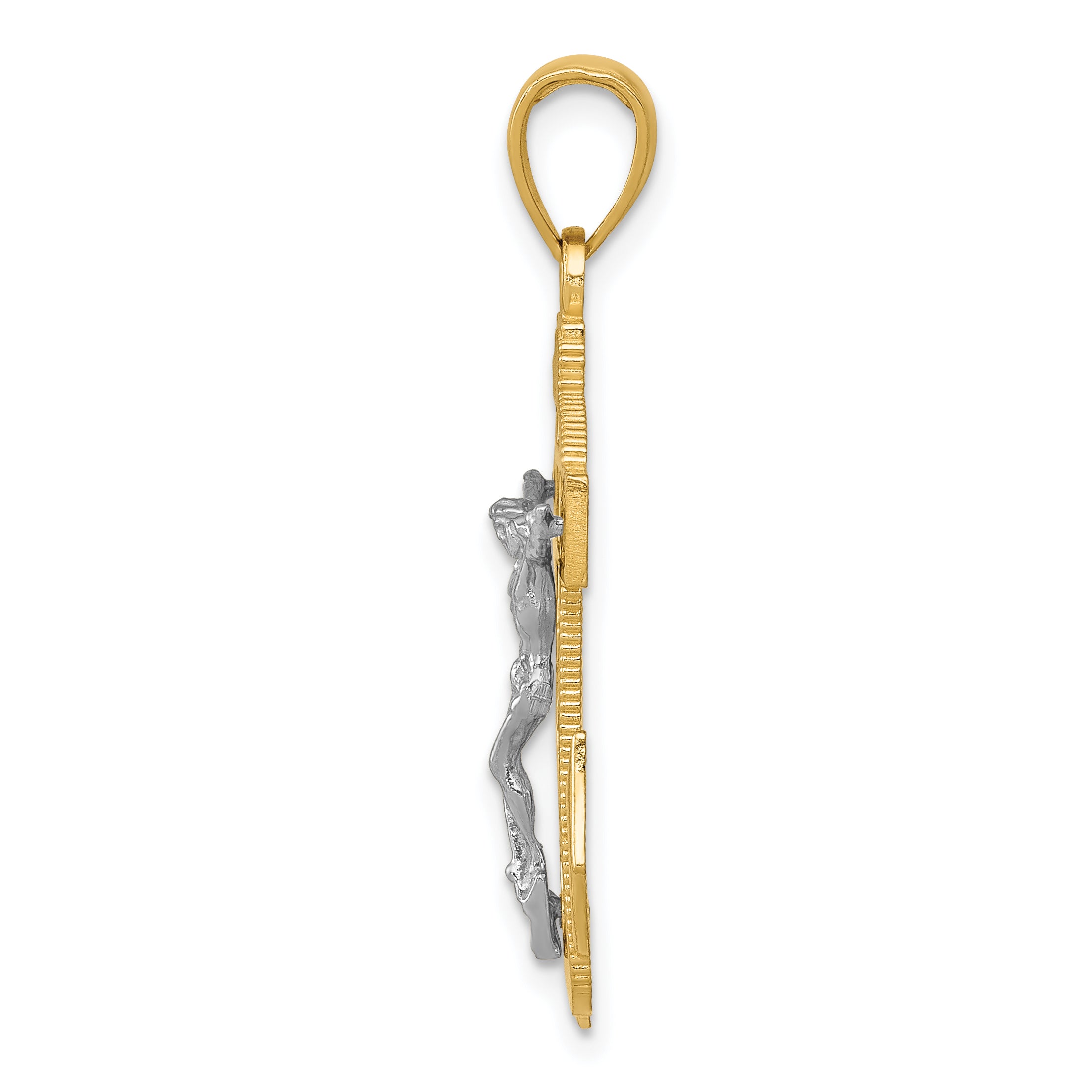 14K Two-Tone Gold MarinerÃÂ¢Ã¢âÂ¬Ã¢âÂ¢s Crucifix Pendant  Solid, Elegant, Casted Design Secondary image