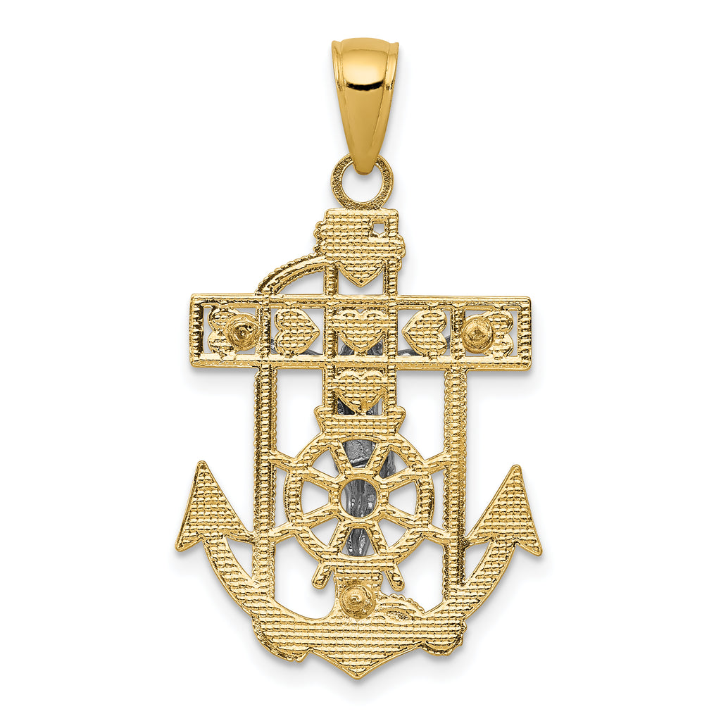 14K Two-Tone Gold MarinerÃÂ¢Ã¢âÂ¬Ã¢âÂ¢s Crucifix Pendant  Solid, Elegant, Casted Design