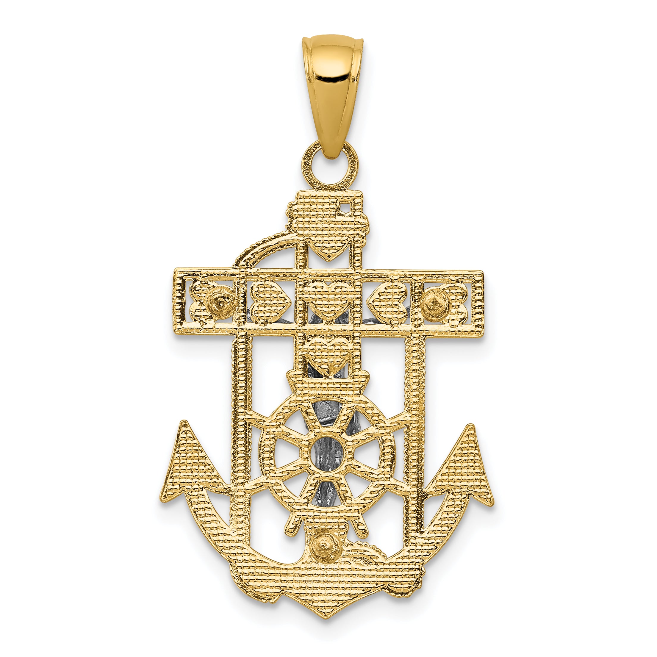 14K Two-Tone Gold MarinerÃÂ¢Ã¢âÂ¬Ã¢âÂ¢s Crucifix Pendant  Solid, Elegant, Casted Design