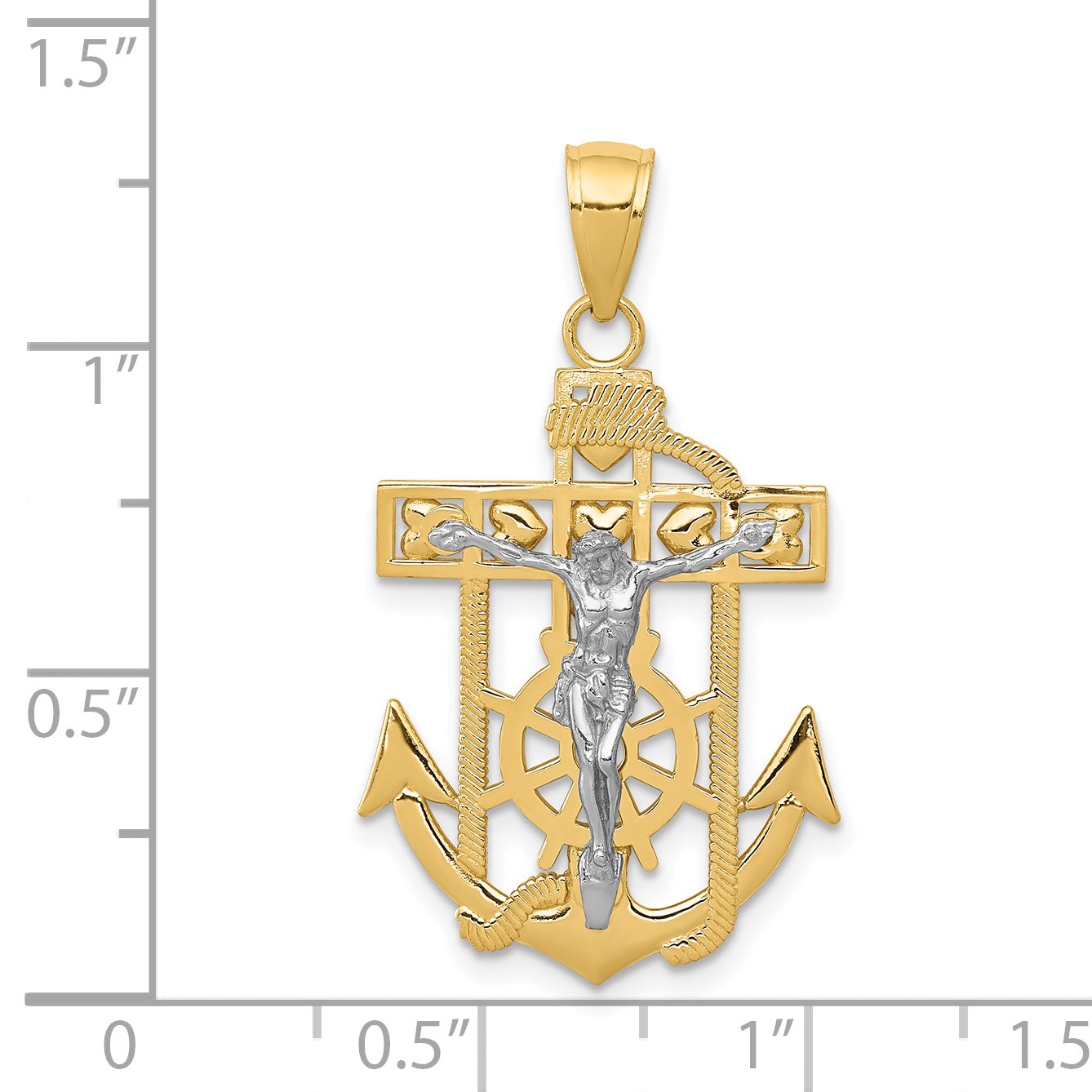 14K Two-Tone Gold MarinerÃÂ¢Ã¢âÂ¬Ã¢âÂ¢s Crucifix Pendant  Solid, Elegant, Casted Design