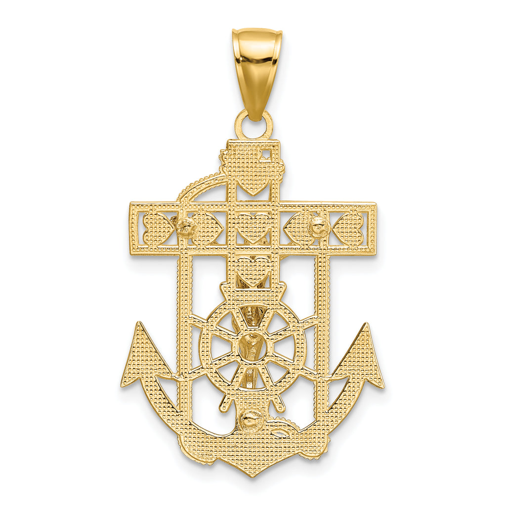 14K Two-Tone Gold MarinerÃÂ¢Ã¢âÂ¬Ã¢âÂ¢s Crucifix Pendant  Solid, Casted Design